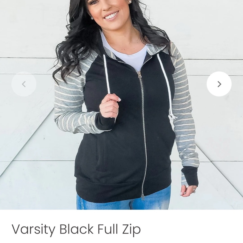 Varsity Black and Gray Full Zip Hoodie